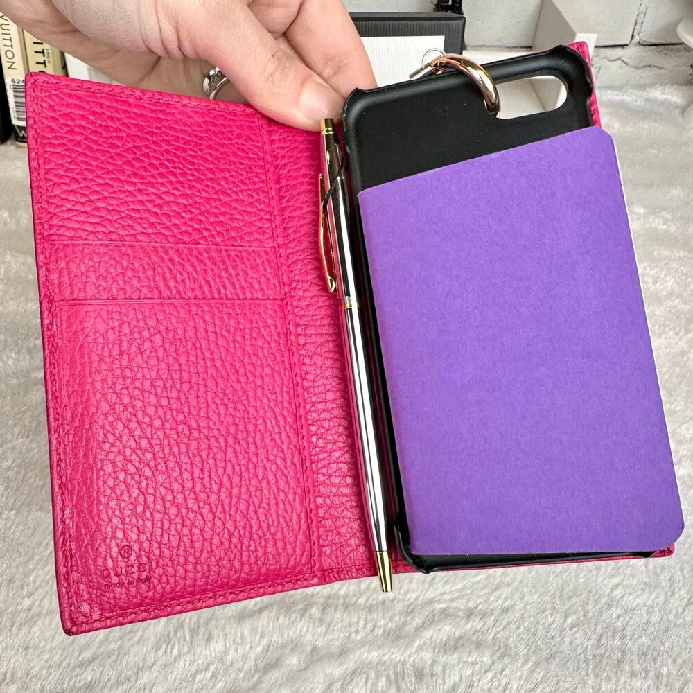 Gucci GG Marmont hot pink leather phone case convert to note pad! NEW! GIFT!! - Picture 9 of 16